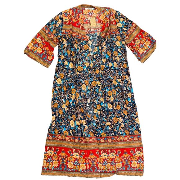 Natural Life Open Kimono Robe Jacket Boho Floral Long Duster S/M NWT - Picture 2 of 8